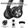 Picun P26 Bluetooth Headphones Over Ear Headset 40H Playtime Hi-Fi Stereo Wireless Headphones with Deep Bass Foldable Wired/Wireless/TF for Phone/TV Bluetooth 5.0 Wireless Earphones with Mic (Black)