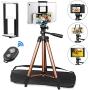 PEYOU Compatible for Ipad iPhone Tripod, 50 Inch Extendable Lightweight Aluminum Smartphone Camera Tablet Tripod Stand for Video + Wireless Remote + 2 in 1 Phone/Tablet Tripod Mount Holder
