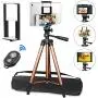 PEYOU Compatible for Ipad iPhone Tripod, 50 Inch Extendable Lightweight Aluminum Smartphone Camera Tablet Tripod Stand for Video + Wireless Remote + 2 in 1 Phone/Tablet Tripod Mount Holder PEYOU Compatible for Ipad iPhone Tripod, 50 Inch Extendable Lightweight Aluminum Smartphone Camera Tablet Tripod Stand for Video + Wireless Remote + 2 in 1 Phone/Tablet Tripod Mount Holder
