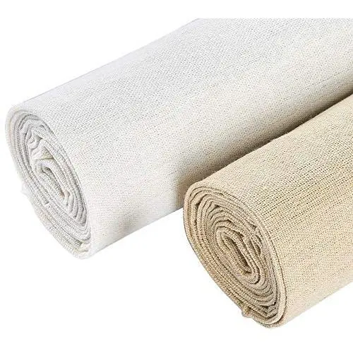 Caydo 2 Pieces 2 Colors Linen Needlework Fabric for Garment Craft, 62 by 19 Inch
