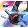 PS4 Headset PC Gaming Headset Stereo Surround Sound Over-Ear Gaming Headphones with Mic Breathing RGB Rainbow Light Noise Cancelling & Volume Control for Laptop (3.5mm Splitter Cable Included)