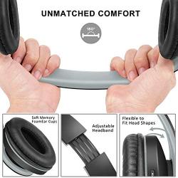 Bluetooth Headphones Over-Ear, Zihnic Foldable Wireless and Wired Stereo Headset Micro SD/TF, FM for Cell Phone,PC,Soft Earmuffs &Light Weight for Prolonged Waring(Black/Gray)