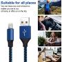 WUYA iPhone Charger, MFi Certified Lightning Cable 5 Pack (3/3/6/6/10FT) Nylon Woven with Metal Connector Compatible iPhone Xs Max/X/8/7/Plus/6S/6/SE/5S iPad - Black&Blue