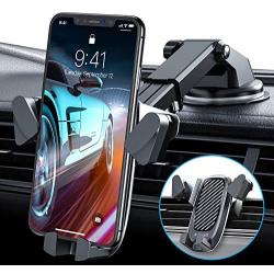 VANMASS Cell Phone Holder for Car, Auto Clamp Car Mount for iPhone, Car Phone Mount with Expansion Tray Mounted on Dashboard/Ventilation Hole Fits Most Phones with Heavy Case and All Smartphones