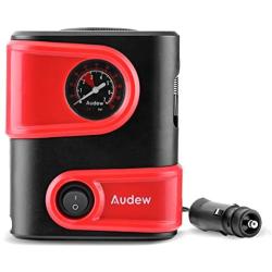 Audew Tire Inflator, Mini Air Compressor - Portable Tire Pump with Gauge, 12V DC Auto Tire Inflator for Car, Bicycle, Motorcycle, SUV,Basketball and Other Inflatables