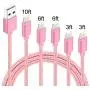 5Pack(3ft 3ft 6ft 6ft 10ft) iPhone Lightning Cable Apple MFi Certified Braided Nylon Fast Charger Cable Compatible iPhone Max XS XR 8 Plus 7 Plus 6s 5s 5c Air iPad Mini iPod (Rose) 5Pack(3ft 3ft 6ft 6ft 10ft) iPhone Lightning Cable Apple MFi Certified Braided Nylon Fast Charger Cable Compatible iPhone Max XS XR 8 Plus 7 Plus 6s 5s 5c Air iPad Mini iPod (Rose)