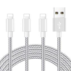 iPhone Charger 3Pack 10 FT Lightning Cable Nylon Braided USB Charging Cord Compatible with iPhone 11/XS/XS Max/XR/X/8/8Plus/7/7Plus/6/6S Plus/SE/5/iPad/Nano,Silvergrey