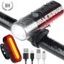 HASAGEI Rechargeable Bike Light,4 Light Modes Waterproof Headlight(1500Amh) with Side Warning Lights and 5 Modes Taillight, Can be Installed on Mountain Bike, Road Bike, and Scooter Without Tools