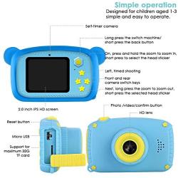 Yuehuam Kids Camera for Boys Birthday Toy Gifts Portable Mini 2 Screen Child Camera 20MP Dual Lens Video Camera DV Camcorder with 32G Memory Card