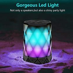 LED Portable Bluetooth Speakers with Lights, LFS Night Light IPX5 Waterproof Speakers, Color Change Diamond Shape Computer Speaker, Built-in Mic,TF Card and TWS, for iPhone Samsung Gaming Christmas