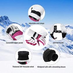 Terra Hiker Men’s Waterproof Gloves, Women’s Winter Warm Ski Gloves 3M Thinsulate Snowmobile Cold Weather Gloves for Adults