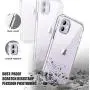 SKYLMW iPhone 11 Case 2019 6.1 inch,[Built in Screen Protector] Sparkly Bling Cover Full Body Shockproof Protective Hard Plastic TPU Phone Cases with Fashion Design for Women Girl,Clear/Silver Glitter