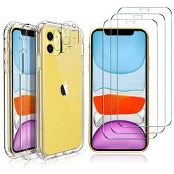 GESMA for iPhone 11 Screen Protector and Case, [1 Case+3 Screen Protectors+2 Camera Protectors][All-IN-ONE] Full Body Protective Case with Tempered Glass Screen Protecot for iPhone 11(Clear)