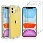 GESMA for iPhone 11 Screen Protector and Case, [1 Case+3 Screen Protectors+2 Camera Protectors][All-IN-ONE] Full Body Protective Case with Tempered Glass Screen Protecot for iPhone 11(Clear)