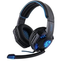 NOSWER Stereo Gaming Headset with Single 3.5mm Jack,Wired LED Lighting Over Ear Headband Headphone with Microphone for PC Laptop MAC PS4 Mobile Phone