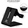 Desk Cell Phone Stand Holder - ToBeoneer Aluminum Desktop Solid Universal Desk Stand for All Mobile Smart Phone Tablet Huawei iPhone X 8 7 6 Plus 5 Ipad 3 4 Ipad Mini Samsung Home Office Decor (Black)