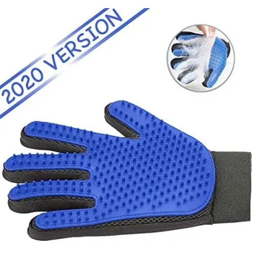 Ravazzi Pet Grooming Glove - Gentle Deshedding Brush Glove - Best Pet Hair Remover Mitt - Perfect for Dog or Cat with Long or Short Fur - 1 Pair Blue