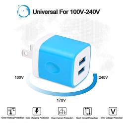 USB Wall Charger, Charger Plug, Charging Block Cube, Charger Block Box, 5V/2.1A Universal Power Adapter Brick Base Compatible for Phone X/8/7/6 Plus, iPad, Samsung Galaxy S9/S8/Note 9, LG, ZTE, HTC
