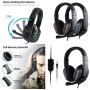 Rehomy 3.5mm Wired Gaming Headset, Over-Ear Surround Stereo Headphone with Noise Cancelling Mic, Compatible with PC, PS4, Mac