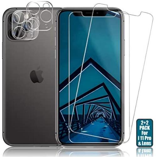 iPhone 11 Pro Screen Protector + Camera Lens Protectors By BIGFACE, [2 + 2 Pack] Premium HD Clear Tempered Glass, Anti- Scratch, HD Clarity, Case Friendly, Anti-Bubble 3D Touch Accuracy Film