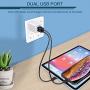 USB Wall Charger, Charger Adapter, Ailkin 2-Pack 2.1Amp Dual Port Quick Charger Plug Cube Replacement for iPhone 7/6S/6S Plus/6 Plus/6/5S/5, Samsung Galaxy S7/S6/S5 Edge, LG, HTC, Huawei, Moto, Kindle