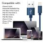 RoFI Compatible Phone Cable, [2Pack] 0.6M Nylon Braided Fast Charging USB Cord Replcement for Phone X 8 8 Plus 7 7 Plus 6s 6s Plus 6 6 Plus 5 5S 5C SE Pad Air Mini and More (2 Pack Dark Blue, 2 FT)