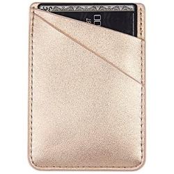 uCOLOR Two Pack Phone Card Holder PU Leather Rose Gold Wallet Pocket Credit Card ID Case Pouch 3M Adhesive Sticker on Phone Samsung Galaxy Android Smartphones(fit for 4.7" Phone or Above)