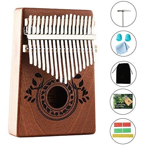 Kalimba Thumb Piano 17 Keys with Study Instruction and Tune Hammer,Portable Mbira Sanza Finger Piano, Gift for Kids Adult Beginners Music instrument lover. (High End 17 Key)