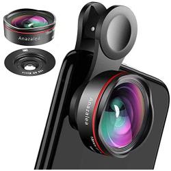 Phone Camera Lens for iPhone and Android, Wide Angle & Macro Lens (Screwed Together) Cell Phone Lens for iPhone X XR XS Max 8 7 6S Plus Samsung S9 S8 and Android Phone (New Black)