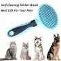 Cat Brush for Shedding, Slicker Pet Grooming Brush for Cat and Small Medium Dog, Self Cleaning Slicker Brush (Blue)