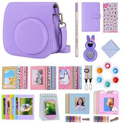 Bsuuy Instax Mini 9 Camera Accessories Bundles Compatible with FujiFilm Instax Mini 9 Mini 8 Mini 8+ Camera with Mini 9 Case, Six Color Filters,Rainbow Shoulder Strap etc.（Purple 14Items）