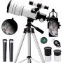 ToyerBee Telescope for Kids &Adults &Beginners,70mm Aperture 300mm Astronomical Refractor Telescope(15X-150X),Portable Travel Telescope with an Adjustable Tripod,A Phone Adapter&A Wireless Remote