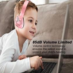 VersionTECH. Stereo Gaming Headset for Kids Teenagers Girls Boys, Foldable On Ear Headphone Earphones with Detachable Microphone, 85dB Volume Limited for PC, PS4, Xbox 1, NS, Tablet, Cellphones(Pink)