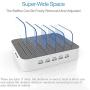 Charging Station for Multiple Devices MSTJRY 5 Port Multi USB Charger Station with Power Switch for Cell Phone Tablets (White, 5 Mixed Short Cables Included)
