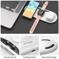 Wireless Charger, FAPO 3 in 1 Wireless Charging Station for iWatch/AirPods 1 2/AirPods Pro/iPhone 11/11 pro/11 Pro Max/XS Max/Xr/X/8/8 Plus and Any Other Qi-Enabled Phones(No AC Adapter)