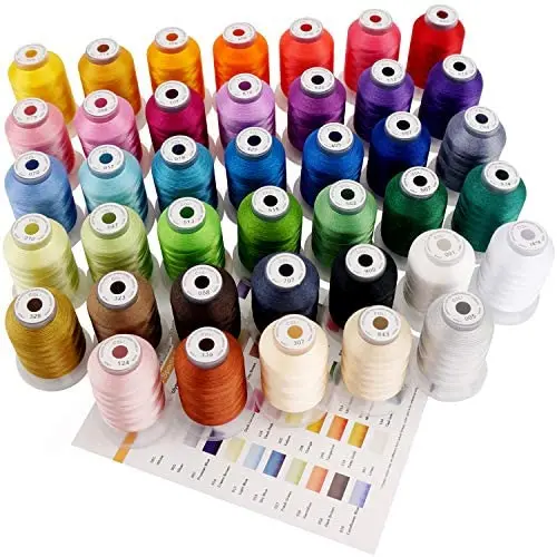New brothreads 40 Brother Colors Polyester Embroidery Machine Thread Kit 500M (550Y) Each Spool for Brother Babylock Janome Singer Pfaff Husqvarna Bernina Embroidery and Sewing Machines New brothreads 40 Brother Colors Polyester Embroidery Machine Thread Kit 500M (550Y) Each Spool for Brother Babylock Janome Singer Pfaff Husqvarna Bernina Embroidery and Sewing Machines
