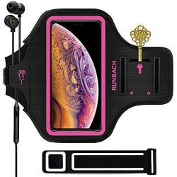 iPhone 11 Pro Max/iPhone Xs Max Armband,RUNBACH Sweatproof Running Exercise Bag with Fingerprint Touch and Card Slot for 6.5 Inch iPhone 11 Pro Max/iPhone Xs Max (Pink)