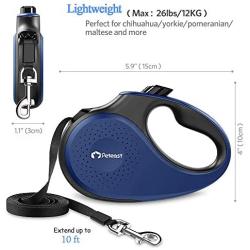 Peteast Retractable Dog Leash, 360° Tangle Free, Heavy Duty 10/16 ft Pet Walking Leash for X-Small/Small/Medium/Large Dog or Cat with One-Handed Brake/Pause/Lock