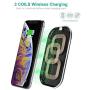 CHOETECH Fast Wireless Charger, 3 Coils Qi Wireless Charging Pad Compatible with Apple iPhone SE/11 Pro/ Xs Max/ Xr/ X/ 8/ 8 plus, 10W for Galaxy S20/ Note 10/S10/ S9/ S8, 5W for HUAWEI Mate 30 Pro