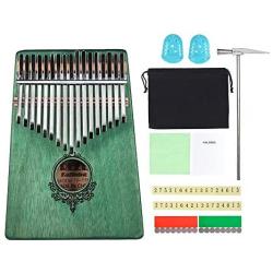 TREELF 17-key Kalimba Portable Thumb Piano Wood Body Musical Instrument Great for Kalimba lovers and beginners (green)