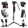 Cayer AF34 Professional Video Monopod Kit 71 inch Aluminum Telescopic Camera Monopod with Pan Tilt Fluid Head and 3-Leg Tripod Base for DSLR Video Cameras Camcorders, Plus 1 Extra Sliding Plate