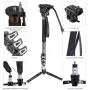 Cayer AF34 Professional Video Monopod Kit 71 inch Aluminum Telescopic Camera Monopod with Pan Tilt Fluid Head and 3-Leg Tripod Base for DSLR Video Cameras Camcorders, Plus 1 Extra Sliding Plate