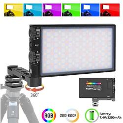 Hagibis RGB LED Video Light, with Built-in Rechargeable Battery,Portable On Camera Light Panel with Aluminium Alloy Body,360° Full Color,CRI/TLCI≥97 2500-8500K,12 Lighting Effect Modes