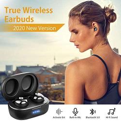 Wireless Earbuds Bluetooth Earbuds, Bluetooth 5.0 Stereo True Wireless Bluetooth Earbuds Headphones Headset Earphones Earpiece with Charging Case, Built-in Microphones