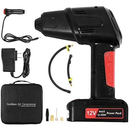 Bigzzia Portable Cordless Tire inflator Pump with LCD screeen Digital Pressure Gauge Hand Held Air Compressor 12V Rechargeable Lithium for Car,Bicycle, Motorcycle, Electric car, Balls Bigzzia Portable Cordless Tire inflator Pump with LCD screeen Digital Pressure Gauge Hand Held Air Compressor 12V Rechargeable Lithium for Car,Bicycle, Motorcycle, Electric car, Balls
