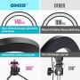 OMID 10"/26cm Ring Light, Upgraded LED Ring Light with Tripod Stand & Phone Holder for Live Stream/Makeup,3 Light / 12 Brightness Dimmable Desk Selfie Ring Lights for Video, Vlog, Photography