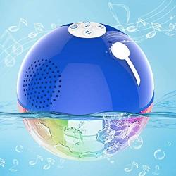 Bluetooth Speakers with RGBW Lights, Crystal Clear Stereo Sound,Dual Drivers,Rich Bass, IPX7 Waterproof, 50ft Wireless Range, Built-in Mic, Portable Floating Speaker for Pool Hot Tub Spa Shower Travel