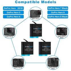 COOLSHOW Hero 8 Battery 1220mAh (3 Packs) and Triple Charger for GoPro HERO8 Black,GoPro HERO7 Black,GoPro HERO6 Black,GoPro HERO5 Black,GoPro HERO8/7/6/5,GoPro Hero(2018)