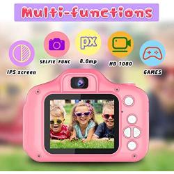 Seckton Upgrade Kids Selfie Camera, Best Birthday Gifts for Girls Age 3-9, HD Digital Video Cameras for Toddler, Portable Toy for 3 4 5 6 7 8 Year Old Girl with 32GB SD Card-Pink