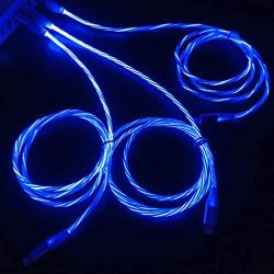 YICHUMY 3 Packs Led Flowing Phone Charging Cable Glow in The Dark USB Charger Cable Compatible with Phone XR/XS MAX/X/Phone 8 Plus/7 Plus/6 Plus/LED Visible Flowing Charging Cord (Blue)